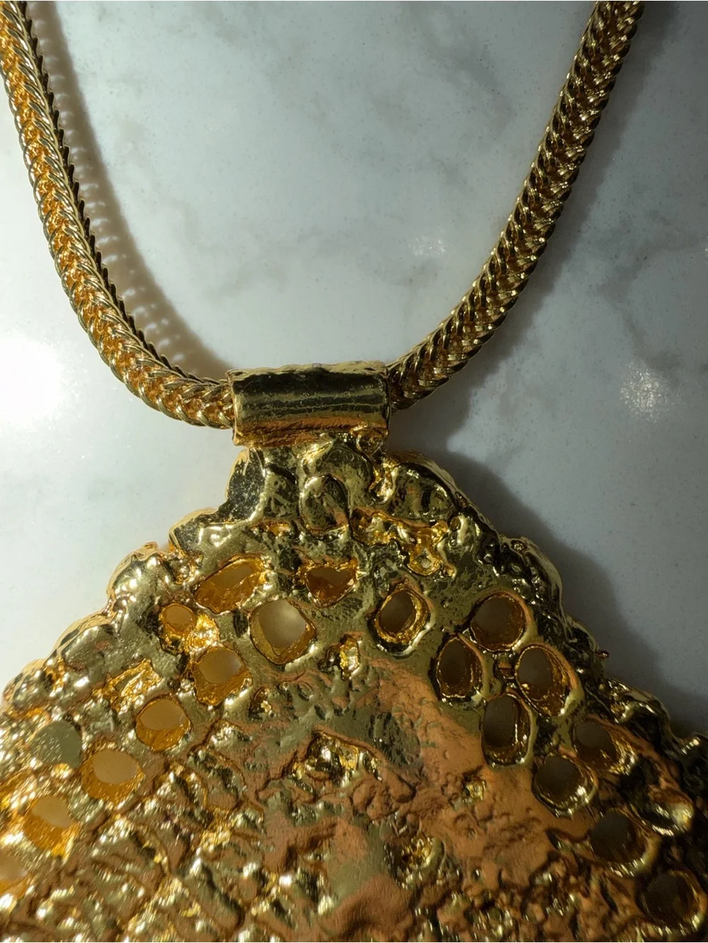 Elan Gold-Tone Textured Square Pendant Necklace